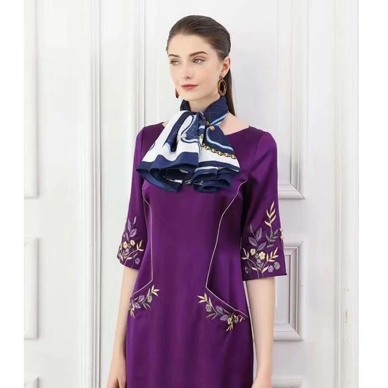 

Women's Fashion 100% Silk Scarf Wraps Neckerchief High Style Large Square Silk Scarves Shawl Foulard 35
