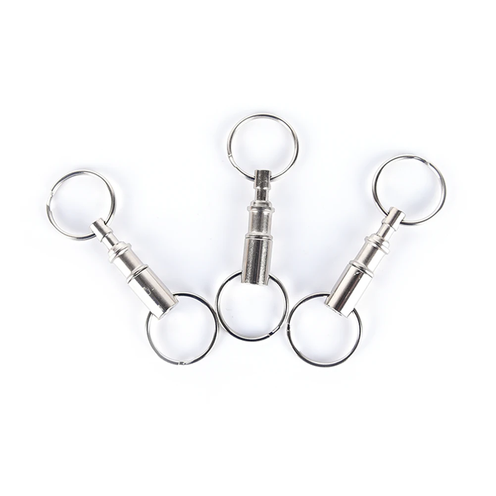 Dual Detachable Key Ring Removable Keyring Quick Release Keychain Snap Lock Holder Steel Chrome Plated Pull-Apart Rings | Украшения и