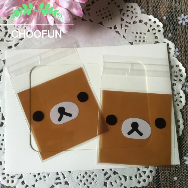 100 шт./лот Rirakkuma OPP Подарочный самоклеящийся пластиковый пакет для упаковки подарков, мешок для выпечки конфет и печенья BZ018