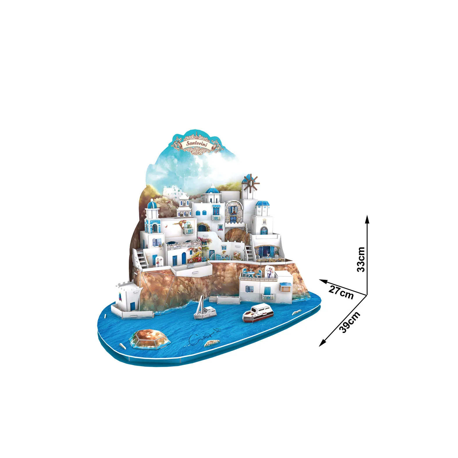 Всемирно Известные здания остров Санторини Эгейский море миниатюрная модель 3D