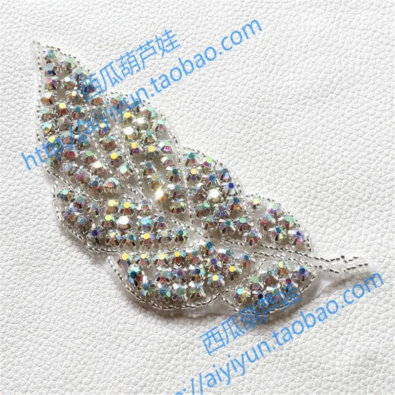 2 pc leaf shape crystal ab rhinestone applique | Дом и сад