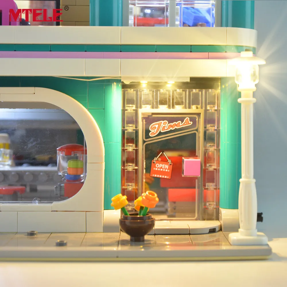 MTELE бренд светодиодный светильник Up Kit Игрушка для 10260 вниз город Diner Creator город уличный светильник ing комплект совместим с 15037