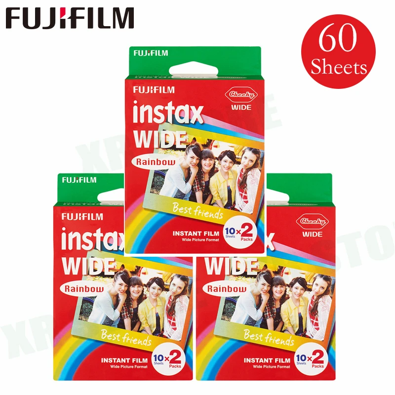 60 пленок Fujifilm Instax Rainbow Wide Instant White Edge для камеры Fuji 100 200 210 300 500AF Ломография