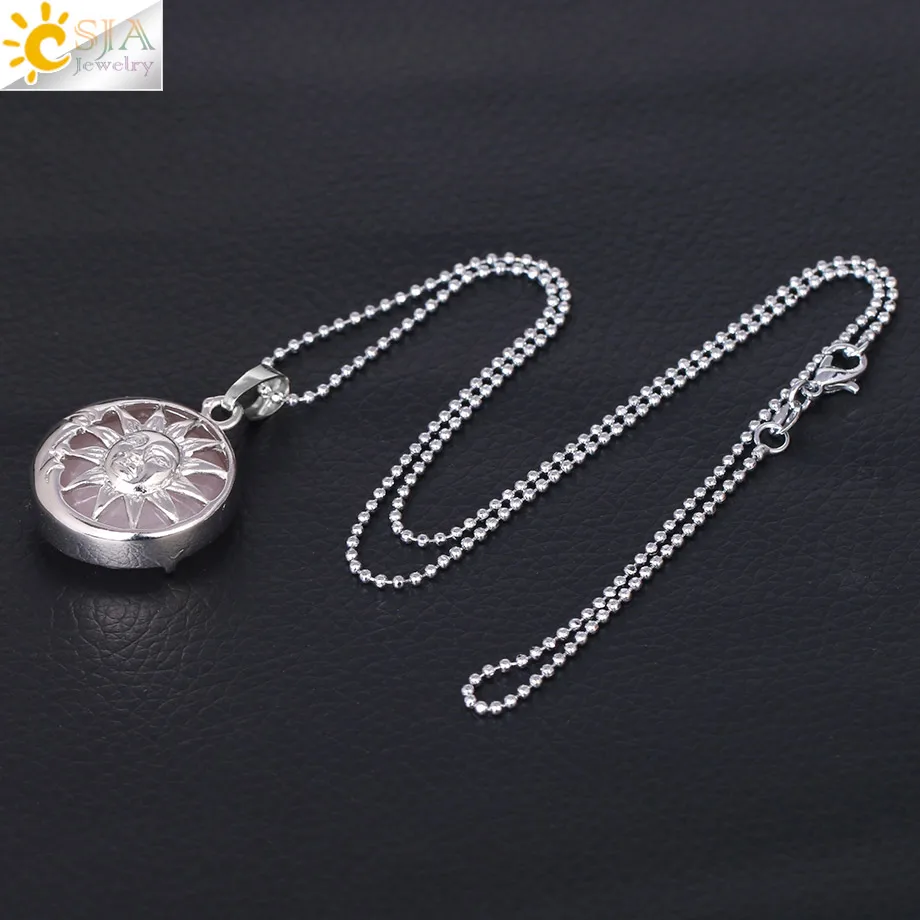 CSJA новый дизайн ожерелья и подвески подвеска Солнце Луна ожерелье с натуральными