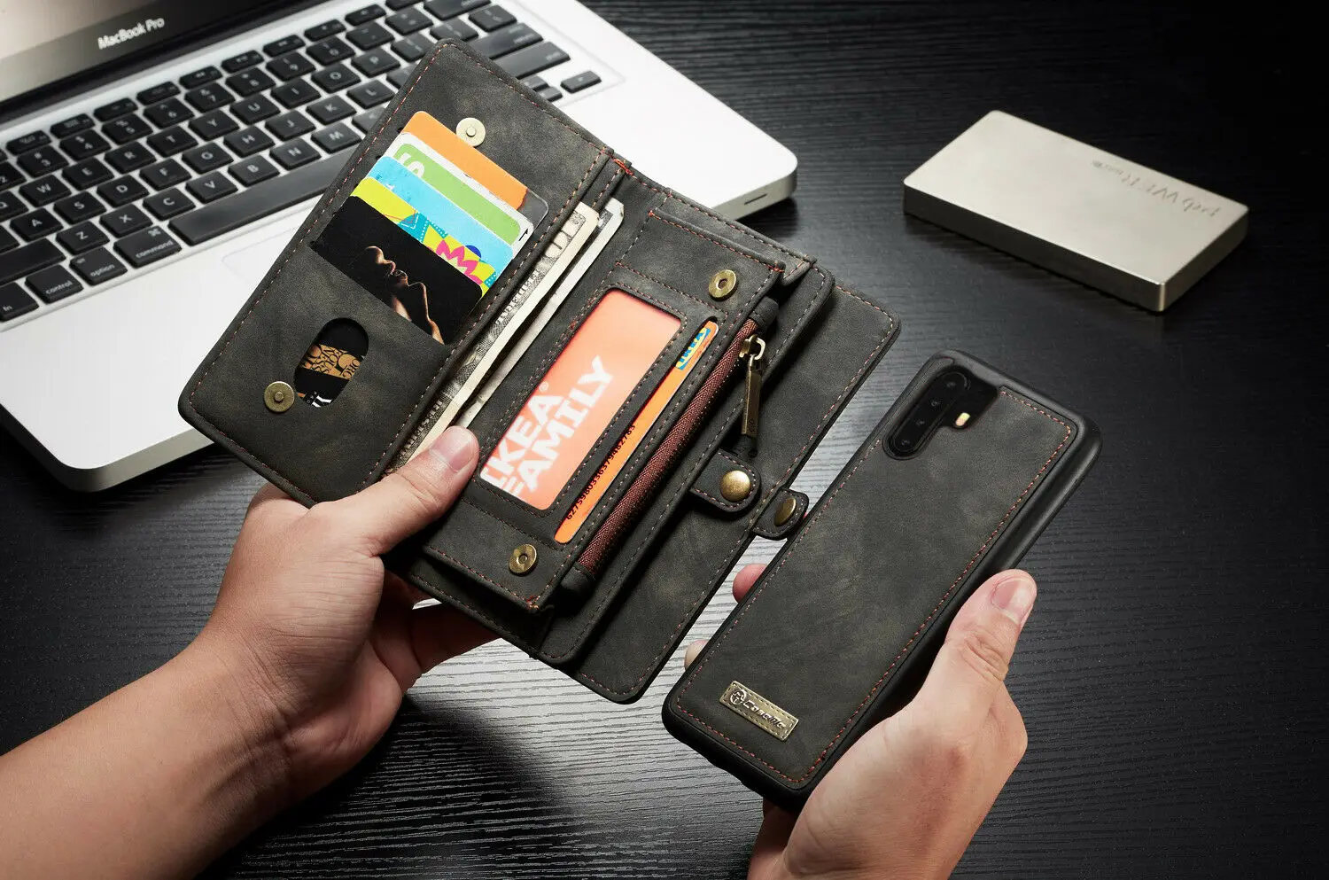 Black Для samsung A20 A30 A40 A50 A70 A80 чехол на молнии кошелек Роскошный PU кожаный Магнитный съемный флип-Обложка portefeuille Etuis - Цвет: Black