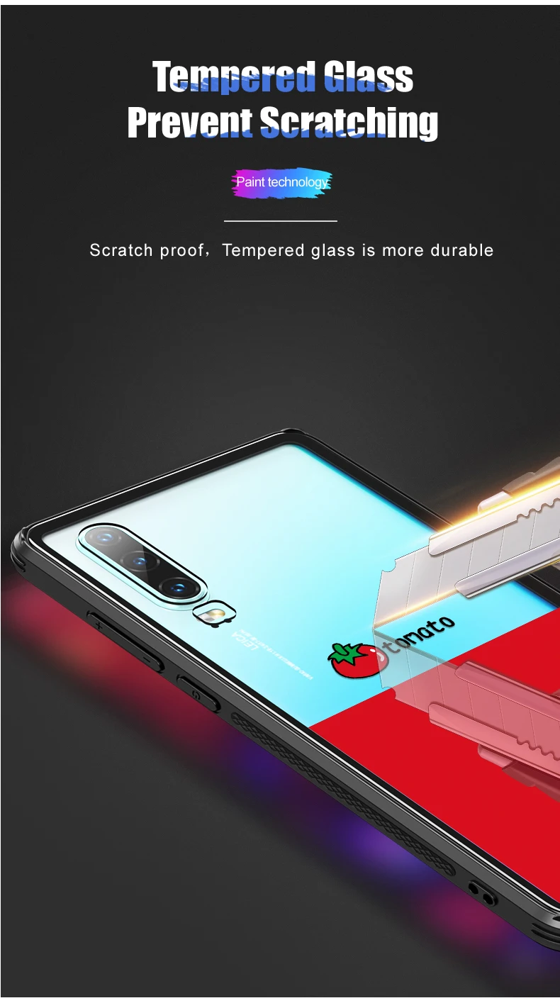 Для huawei p30 P30 Pro стеклянный чехол роскошный модный закаленный милый мультяшный прозрачный стеклянный силиконовый каркас жесткий чехол для huawei p30 pro