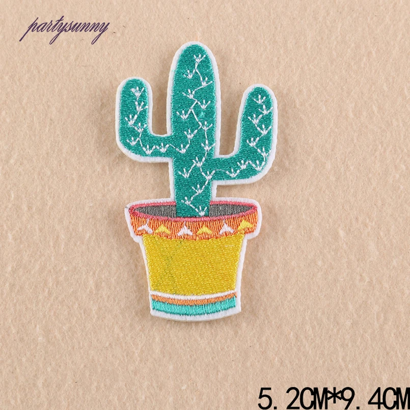 PF Мультфильм Патчи Кактус Пить Пчелы Вышитые Патч для Одежды Платье Куртка