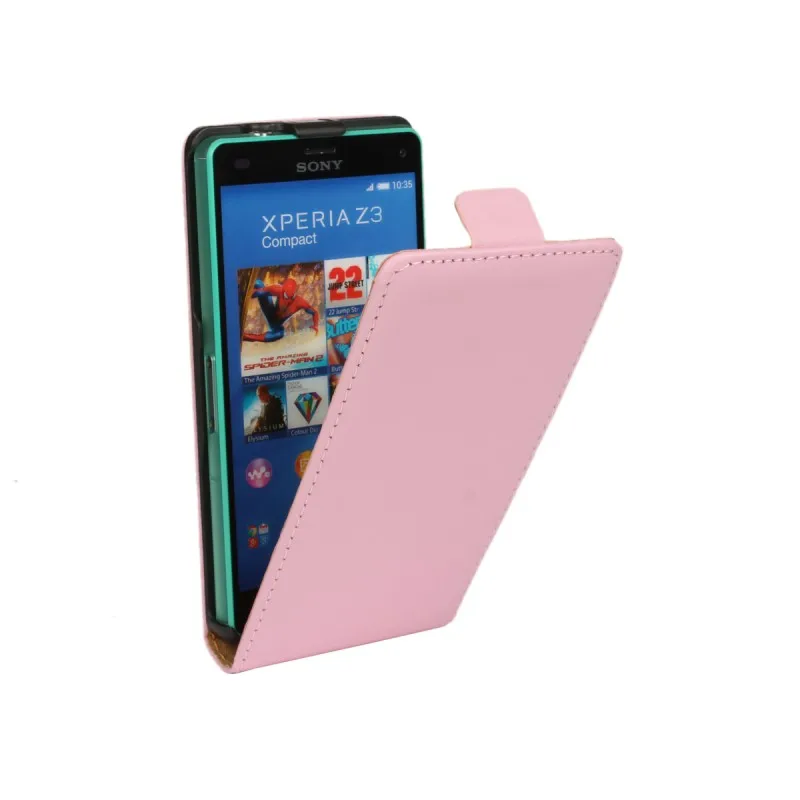 Для sony Xperia Z3 компактный чехол-книжка для sony Z3 Compact Coque D5803 D5833 ультратонкий кожаный чехол-кошелек Funda Capa Etui - Цвет: Розовый