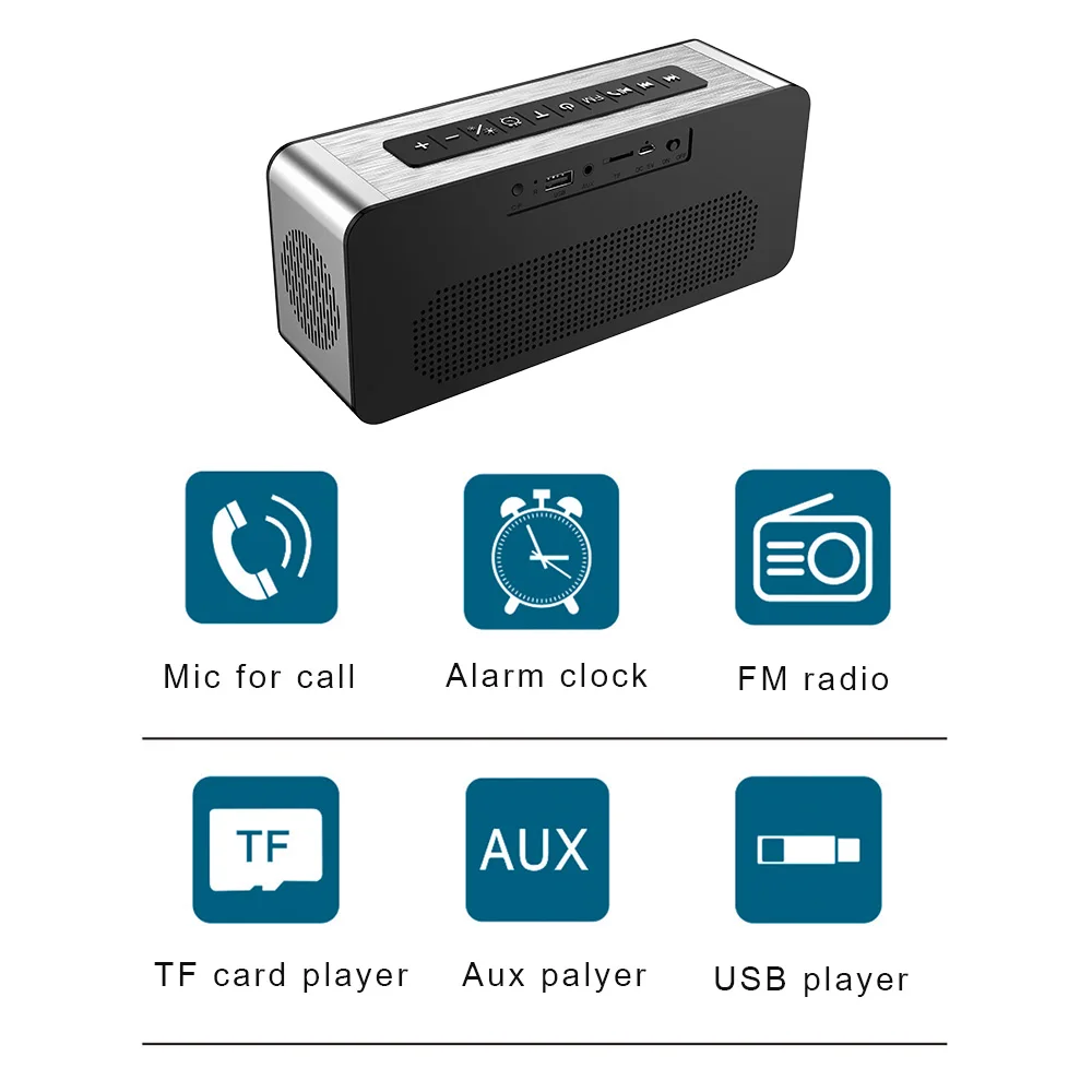 Sardine A10 беспроводной Bluetooth динамик будильник 12 Вт портативный стерео сабвуфер HiFi Динамик Встроенный 2 шт 52 мм большой динамик s