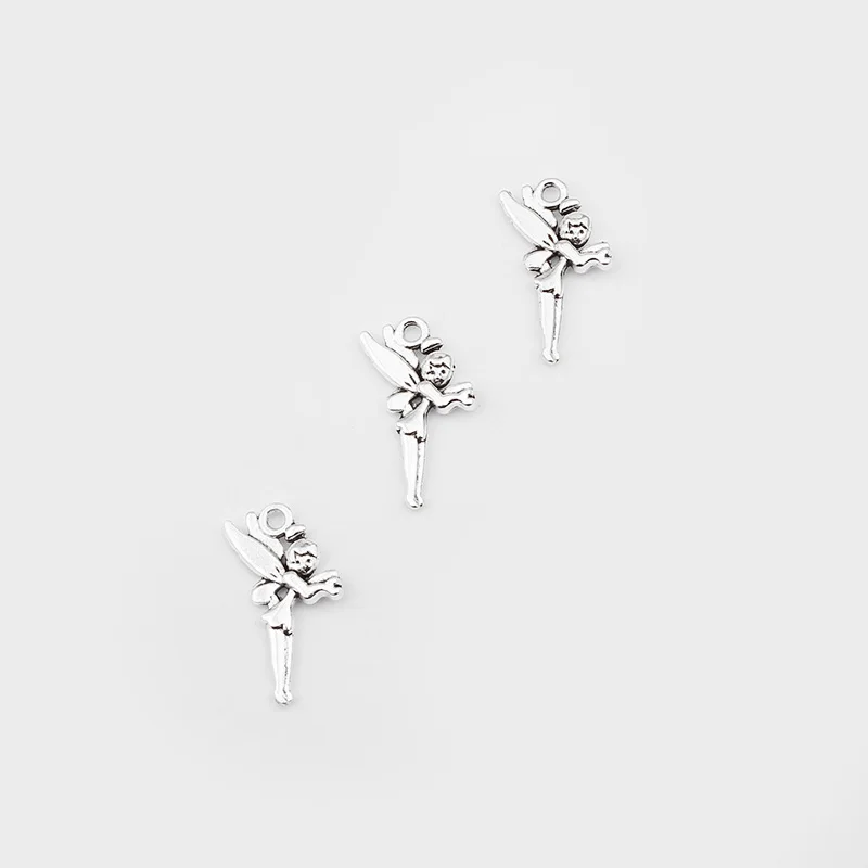 20 шт посеребренные девушка Ангел фея Динь-Динь Очаровательные Подвески для бус