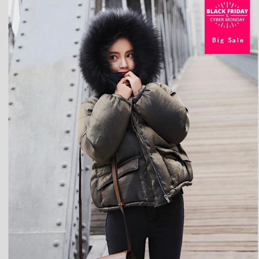 

Winter velvet fabric real fur collar hooded duck down coat female with pockets design thicker warm down coats wq529