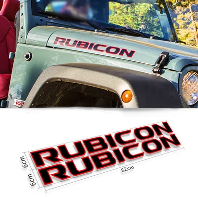2 шт. спортивный капот двигателя крыло сторона "Rubicon" персонаж Наклейка виниловая для Jeep Wrangler Unlimited TJ JK - Название цвета: red with black