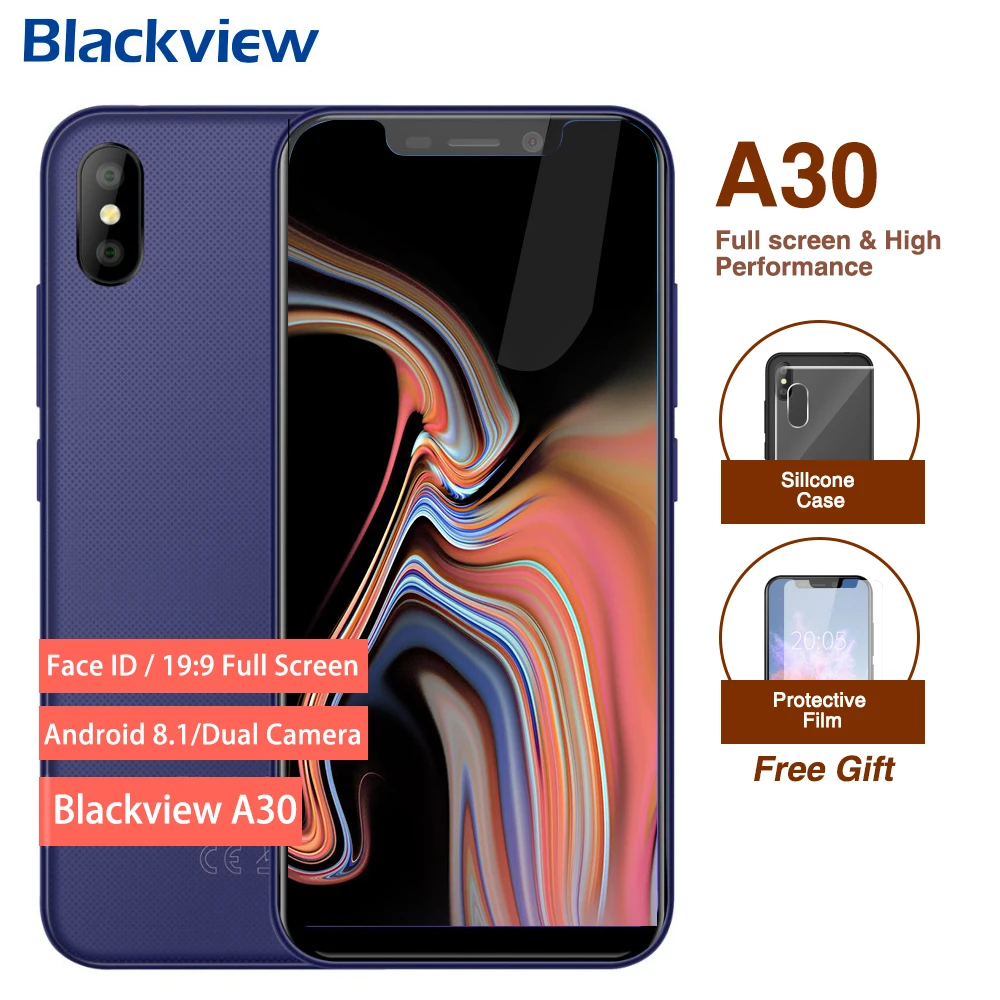 Смартфон Blackview A30 5 дюймов 19:9 полный экран 2 Гб ОЗУ 16 ПЗУ четырехъядерный процессор