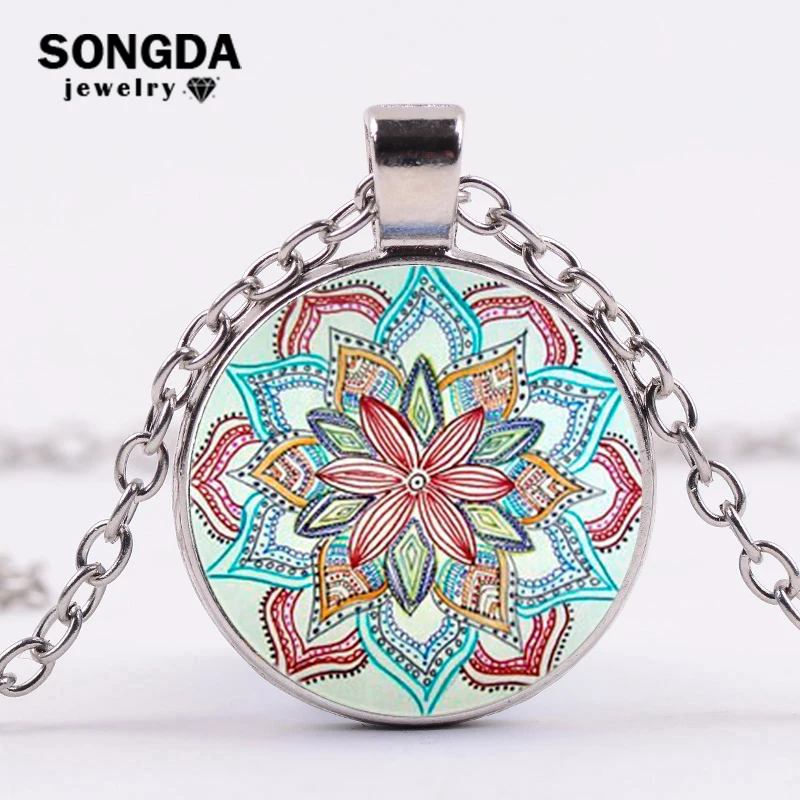 SONGDA Boho Ожерелье в виде цветка мандалы женские старинные ювелирные изделия Ом