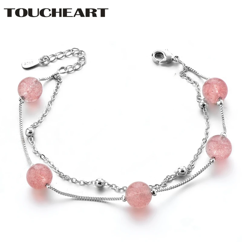 

TOUCHEART S925 Pink Natural Moonstone Bead Rosary Bracelets&Bangles Charms For Women Bracelet Jewelry Wedding Bracelet SBR190145