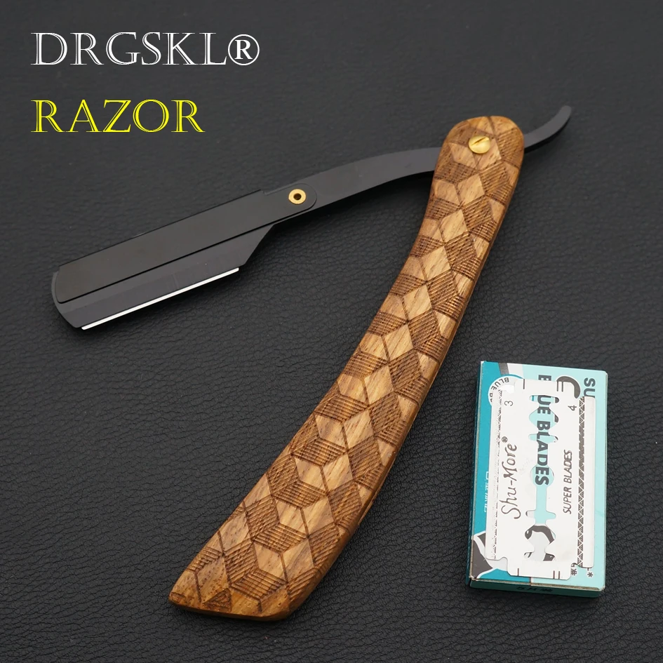 

senior plaid wood handle blade shaving razors professional barber shaver eyebrow razor men's replaceable blade razor hair knife