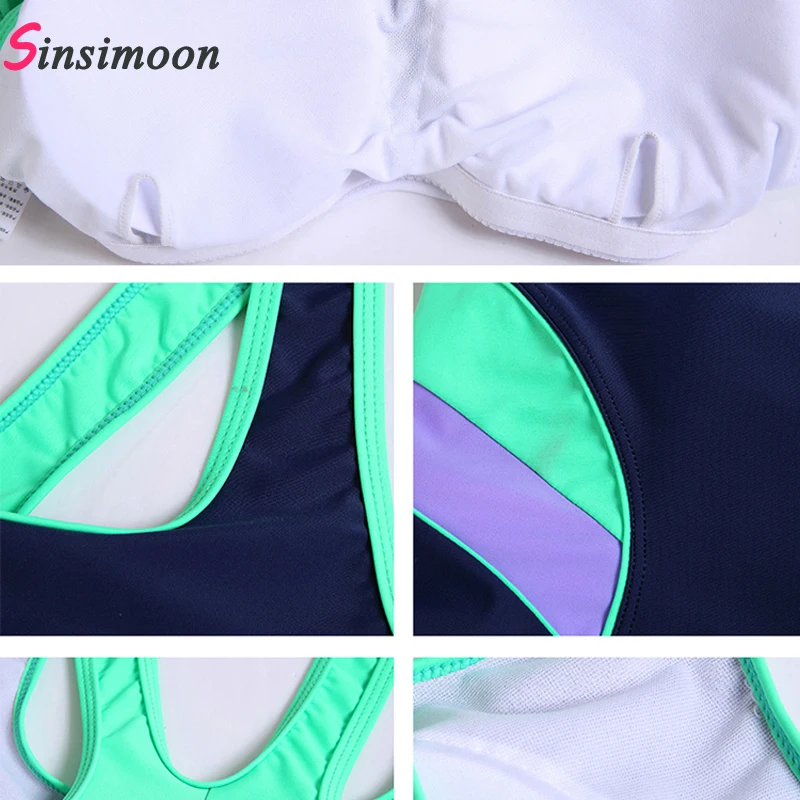 Женский профессиональный купальник цельный купальный костюм лоскутный боксеры