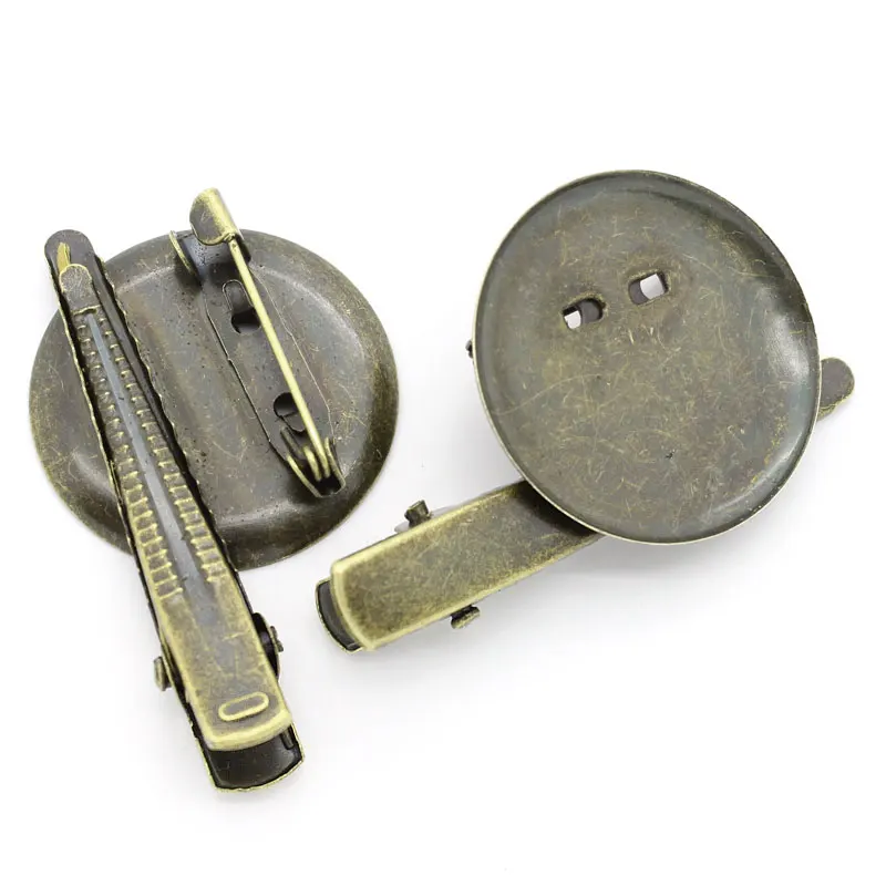 DoreenBeads Alloy Brooches Findings Round Antique Bronze Cabochon Settings (Fits 26mm ) 4.8cm(1 7/8&quot) x 29mm(1 1/8&quot) 2 PCs |