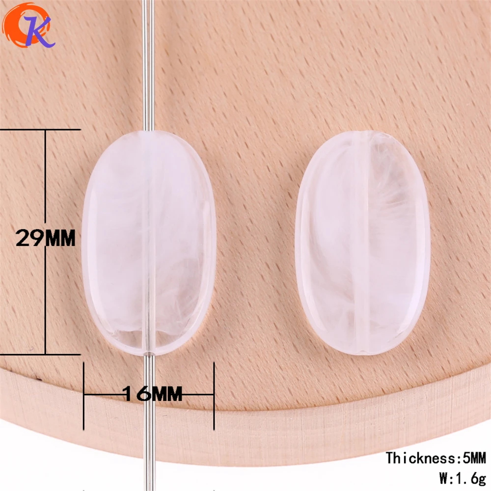 

Cordial Design 300Pcs/Lot 16*29mm Acrylic Beads/Jewelry Accessories/White Lined Beads/Flat Oval Beads/Earring Findings