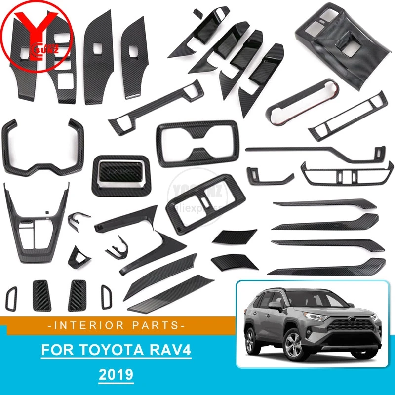 YCSUNZ ABS carbon fiber Interior door handle panels interior parts car styling car interior accessories For toyota rav4