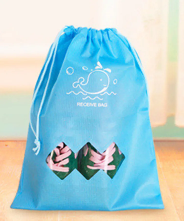 shoes bag s blue Обувь для путешествий с героями мультфильмов, сумка для хранения одежды, сумка на шнурке для обуви для мужчин и женщин, сумки для путешествий, органайзер, упаковка, куб, Прямая поставка - Цвет: shoes bag s blue
