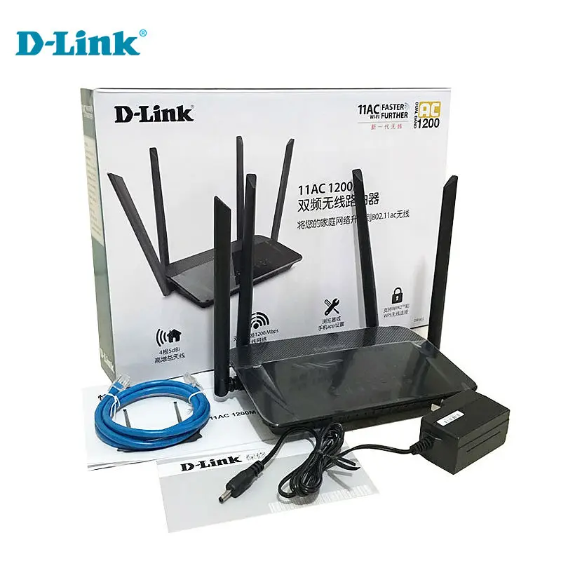Cheap D LINK Wireless Router Wifi DIR 822 English 2.4G/5Ghz 1200Mbs Gigabit Household Wall Support Optical Fiber Home Router|d-link wireless