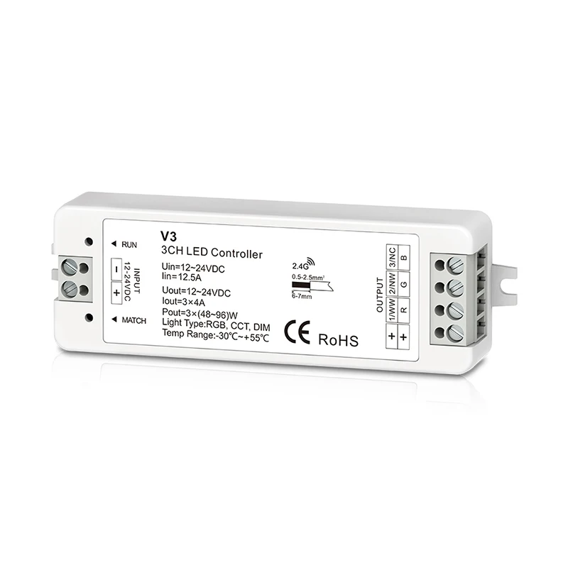 Система управления светодиодной лентой RGB 100 240 В вход 4 зоны RF Беспроводная