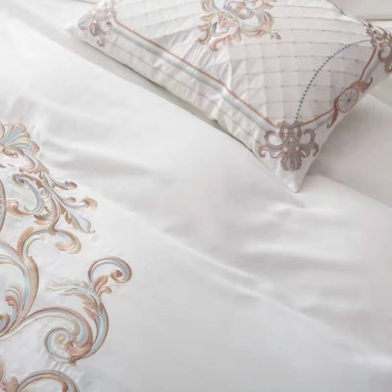 4 шт. Комплект постельного белья из 100% хлопка с вышивкой | Дом и сад