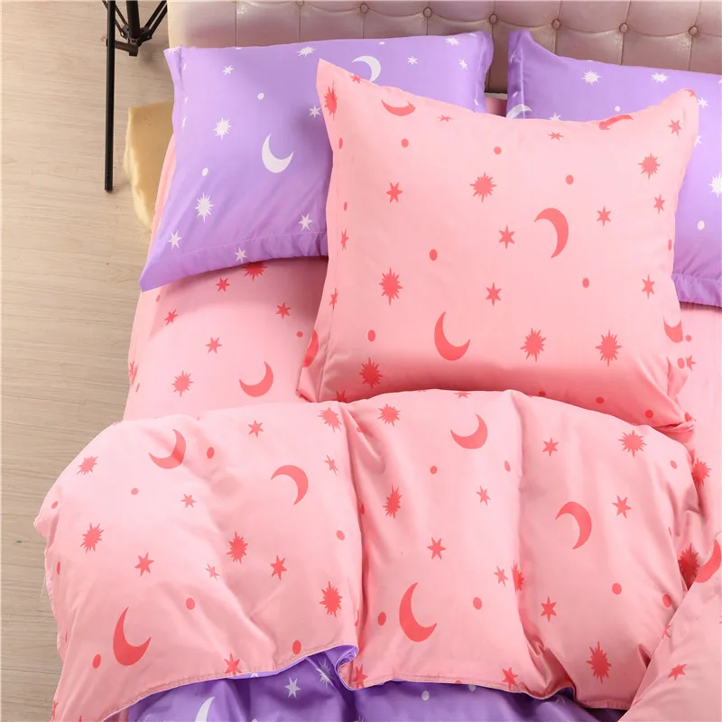 Удобная мягкая ткань из полиэстера с принтом фиолетовой звезды и Луны комплект