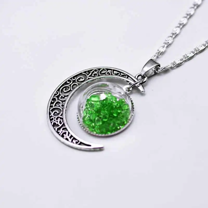Новинка 2017 стеклянный шар ожерелье из горного хрусталя серебряное с лунным