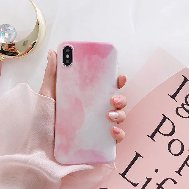 Korean Fresh Pink ink Painting Artistic Soft Case Cover For Apple iPhone X 6S 7Plus 8Plus |