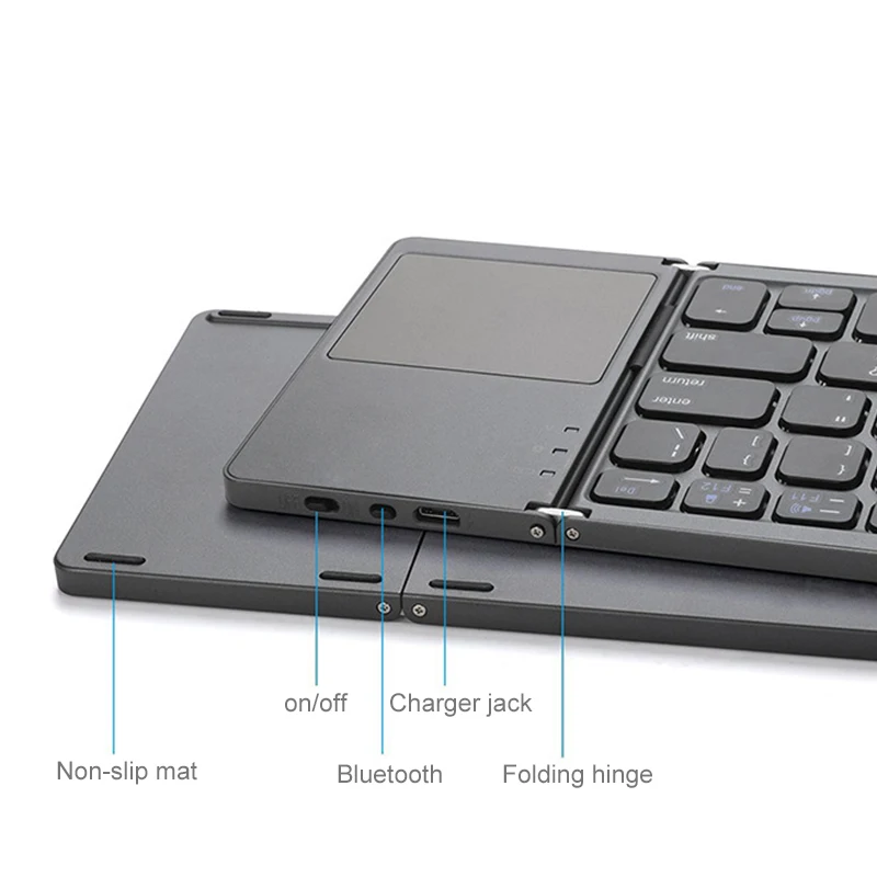 CHUANCHI B033 портативная двухместная Складная Bluetooth клавиатура BT беспроводная
