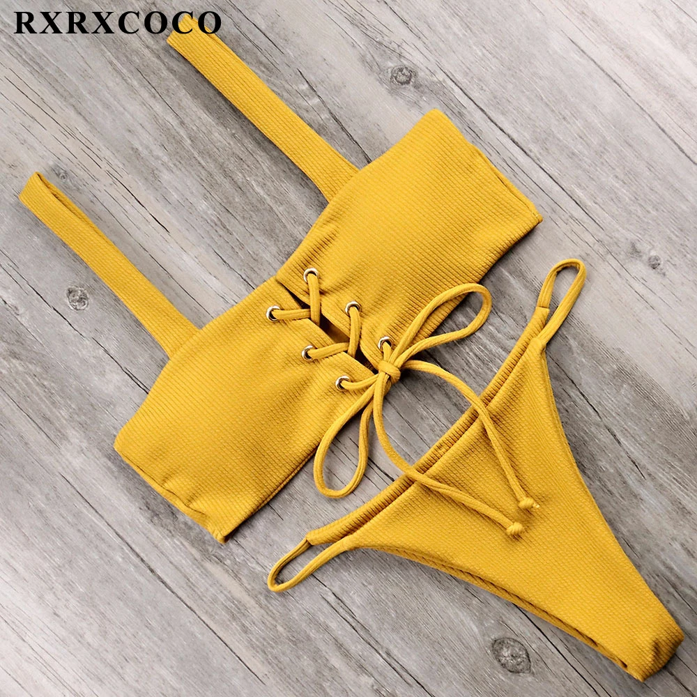 RXRXCOCO, Одноцветный бикини, наборы,, Сексуальный, Спортивный, бикини, регулируемый, на пуговицах, купальник для женщин, мягкий, купальник, летняя пляжная одежда, купальник