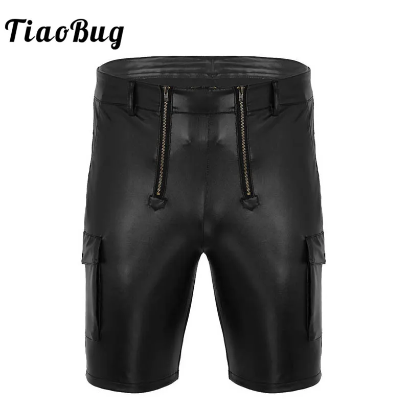Шорты карго TiaoBug мужские из искусственной кожи стильные пикантные штаны с