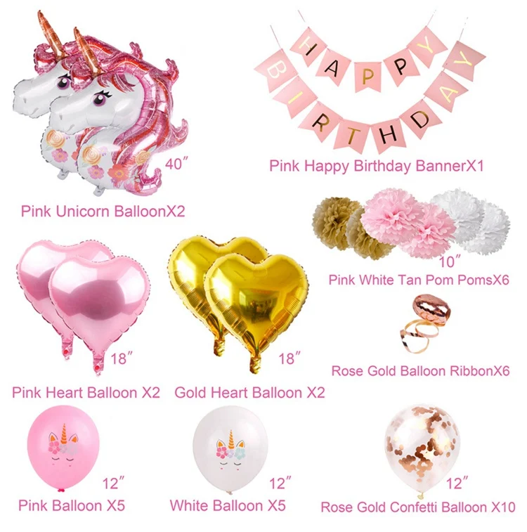 39PCS Unicorn Set B 39/25 шт. Единорог шар День рождения украшения для детей игра Рог праздничные шарики с единорогом Декор товары для дня рождения - Цвет: 39PCS Unicorn Set B