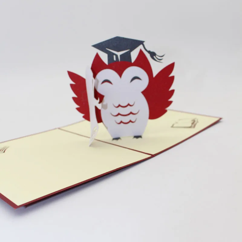(10 шт./лот) выдолбленная 3D всплывающая карта креативная милая сова с Dr. Hat бумага