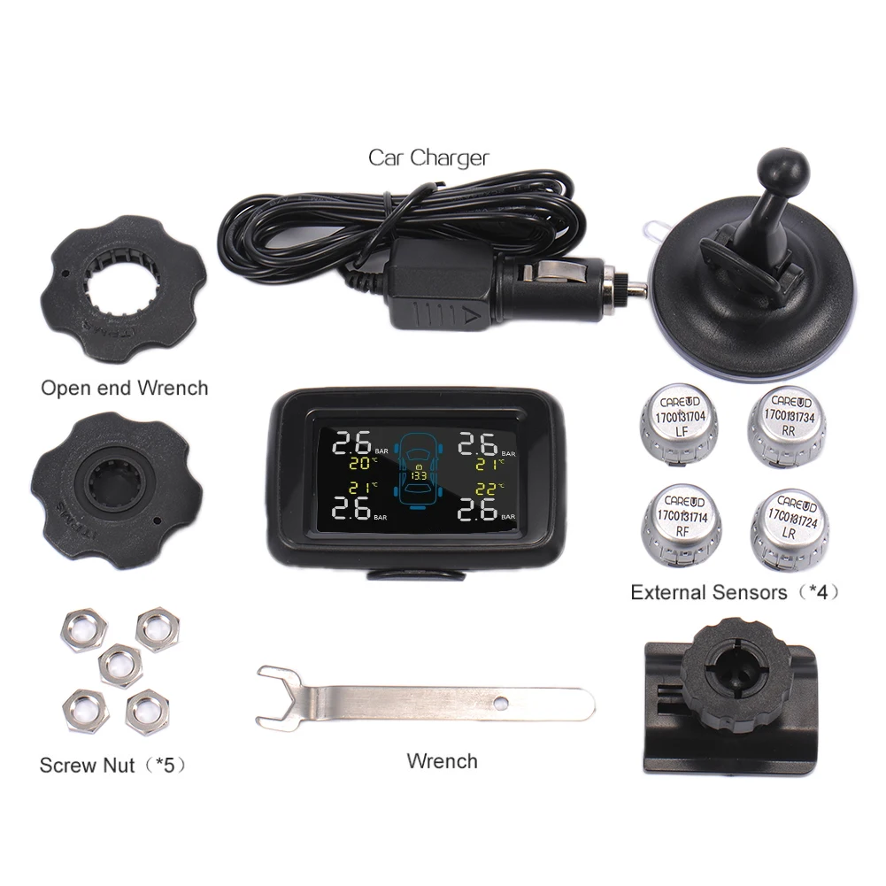 Автомобильный беспроводной TPMS система контроля давления в шинах с 4 датчиками ЖК-дисплей Высокоточный монитор CAREUD U901