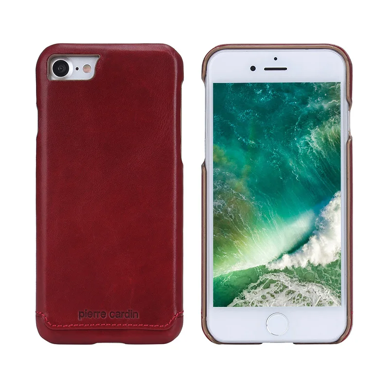 Чехол для телефона Pierre Cardin для iPhone 7 8, роскошный чехол из натуральной кожи, ультра тонкий жесткий чехол для iPhone 7 8, чехол Coque - Цвет: Red