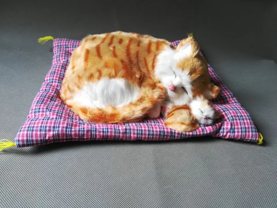 Реальная игрушка желтая кошка модель большой 28x20 см полиэтилен и мех спящий Кот с
