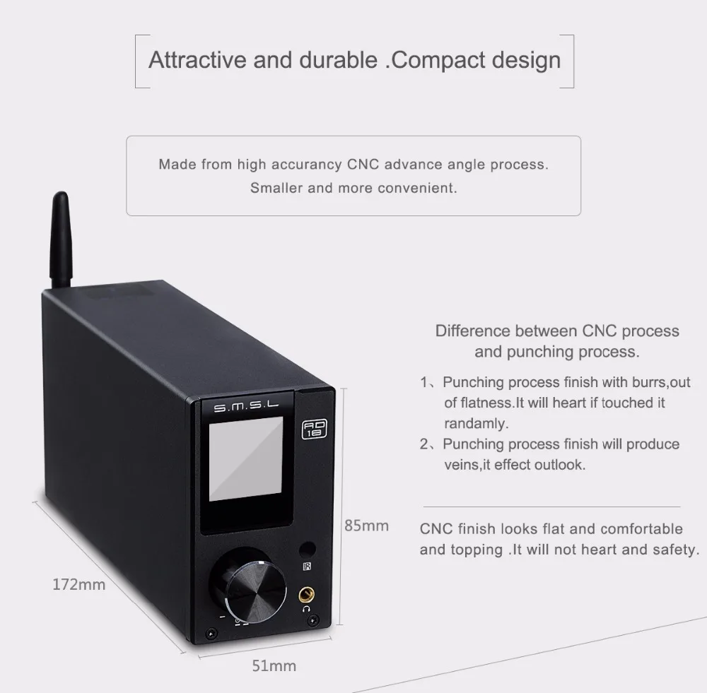 SMSL AD18 80 Вт* 2 CSR A64215 HIFI Bluetooth 4,2 чистый цифровой аудио усилитель оптический/коаксиальный USB DAC декодер с пультом дистанционного управления