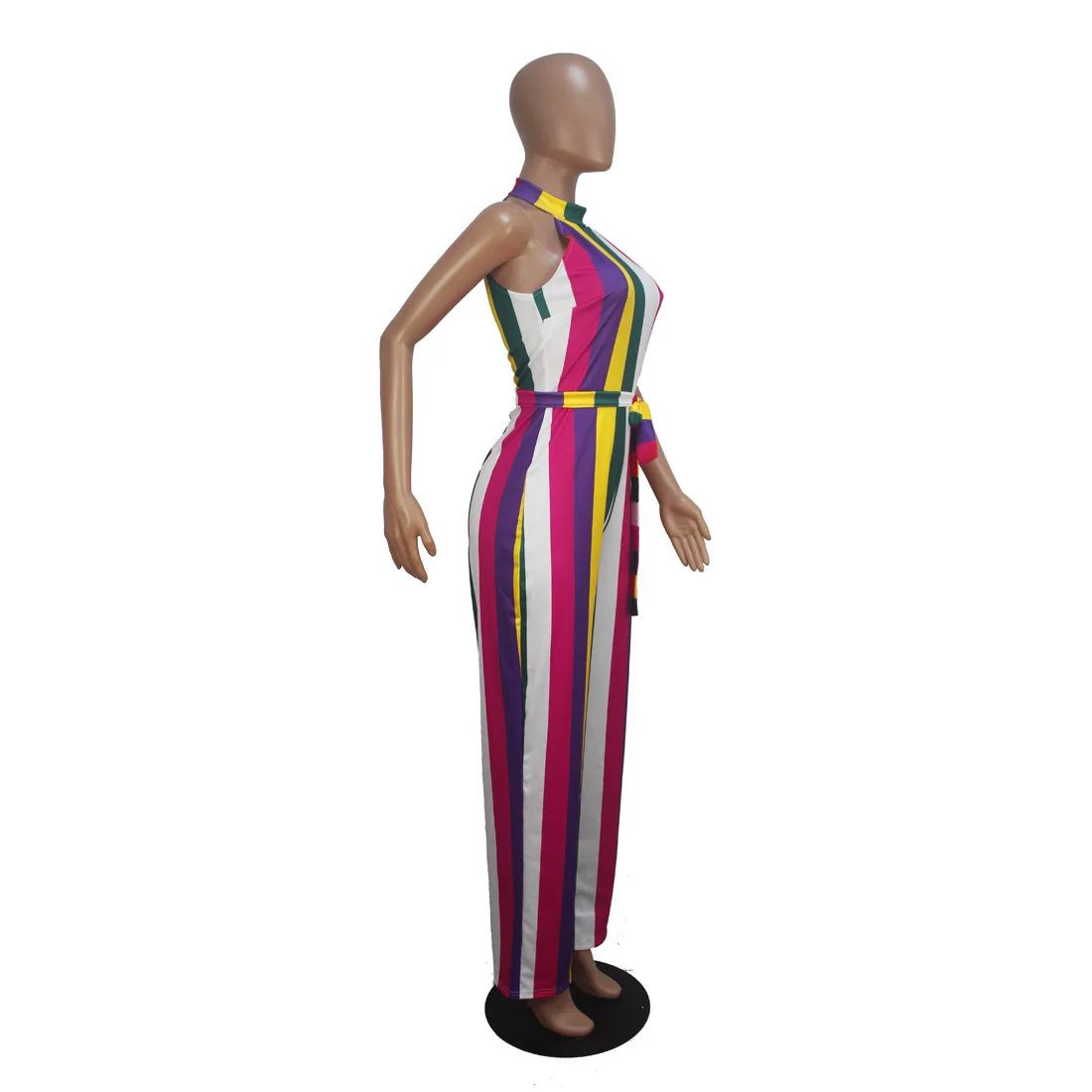 Сексуальный комбинезон в полоску с широкими штанинами Летний Пляжный без