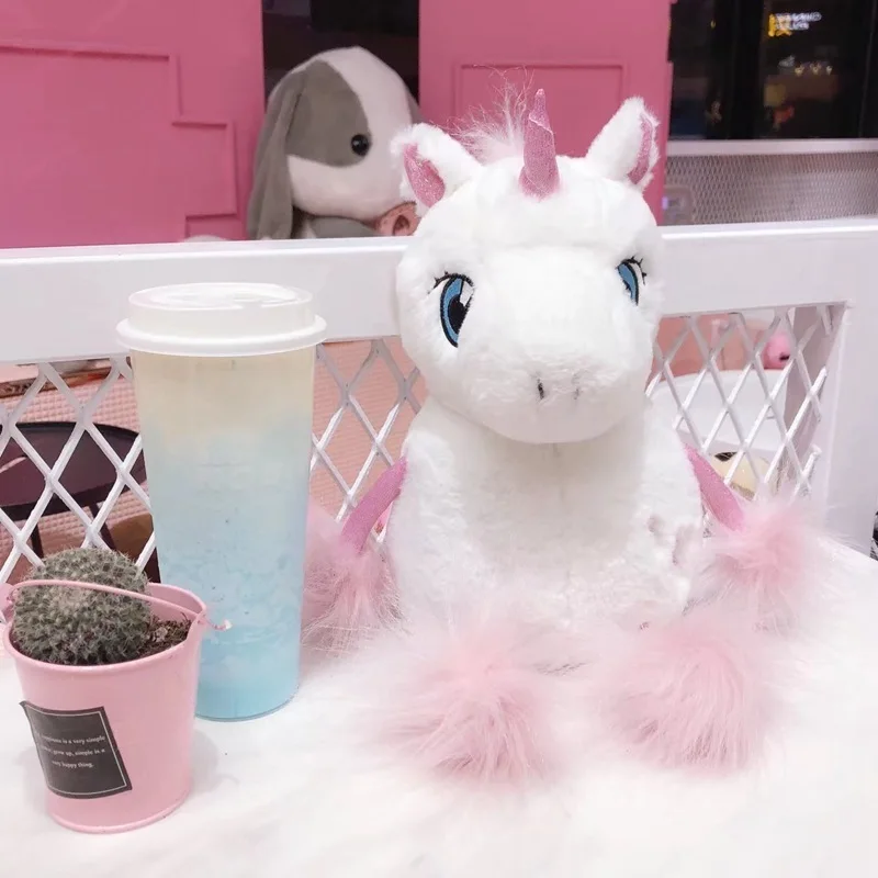 Kawaii пушистый Радужный Единорог плюшевая кукла милая мультяшная плюшевая игрушка мягкие животные плюшевые игрушки подарок для детей 15-30 см - Цвет: 28cm
