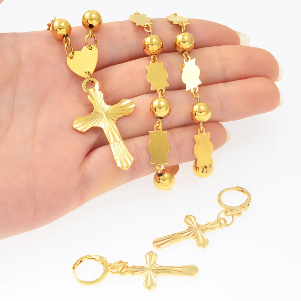 Anniyo religioCross Подвесные серьги с шариками из бисера форме плетённого кольца для