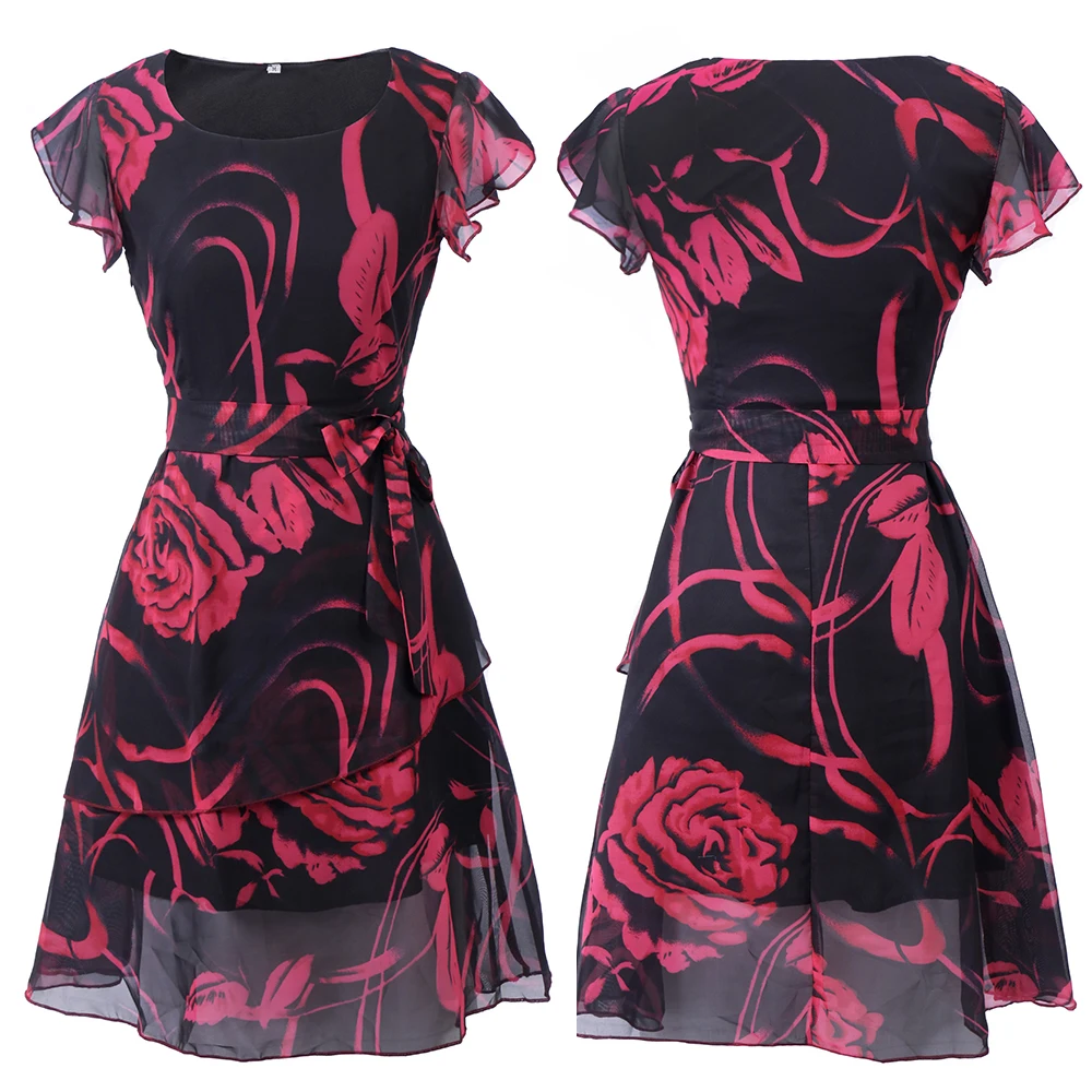 Летнее шифоновое платье с большим космическим пространством повседневное