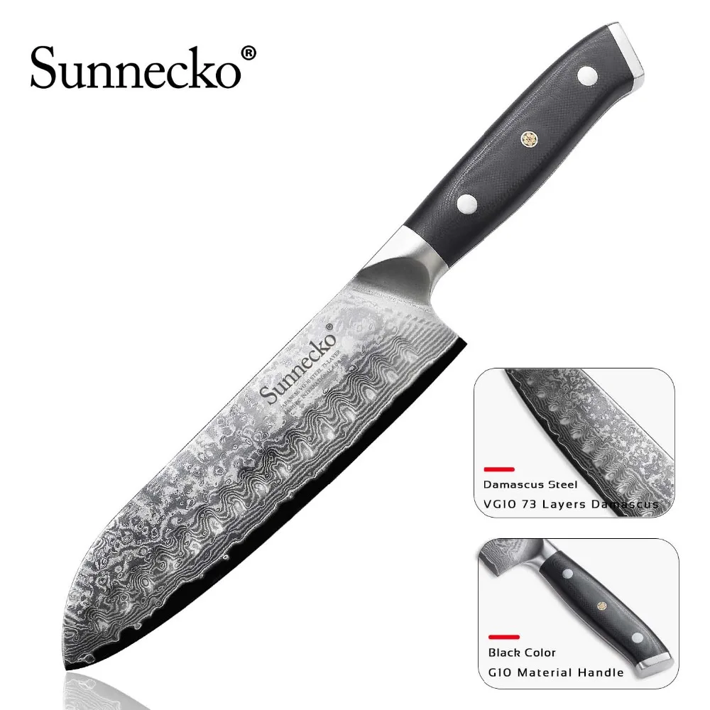 SUNNECKO 3 шт. набор ножей из дамасской стали японский VG10 Core шлифовальные G10 Ручка шеф-повара Мясорубка Кук Santoku нож для очистки овощей