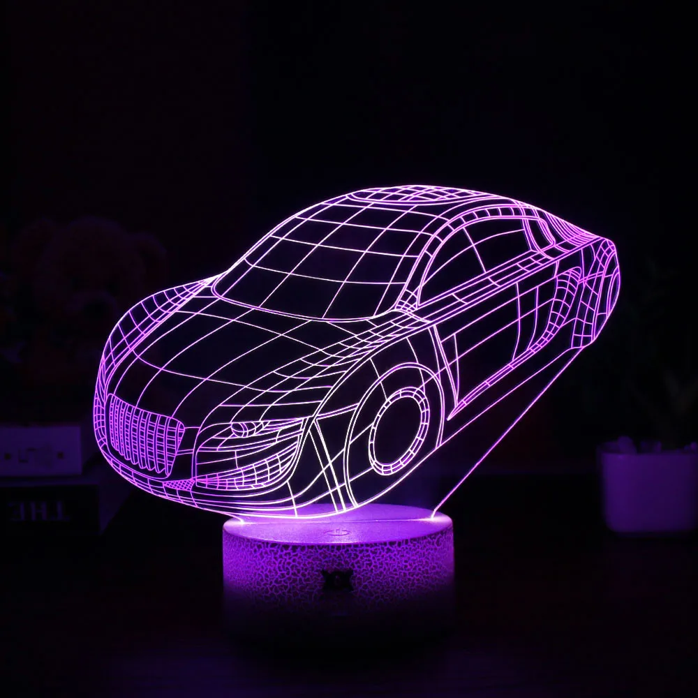 Хуэй Юань 2018 новый автомобиль 3D лампа USB светодиодный 7 цветов украшения дома
