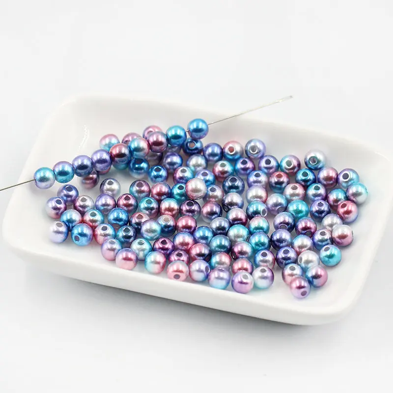 6 мм 12 многоцветный АБС Винтажный стиль Гладкий Круглый жемчуг с отверстиями