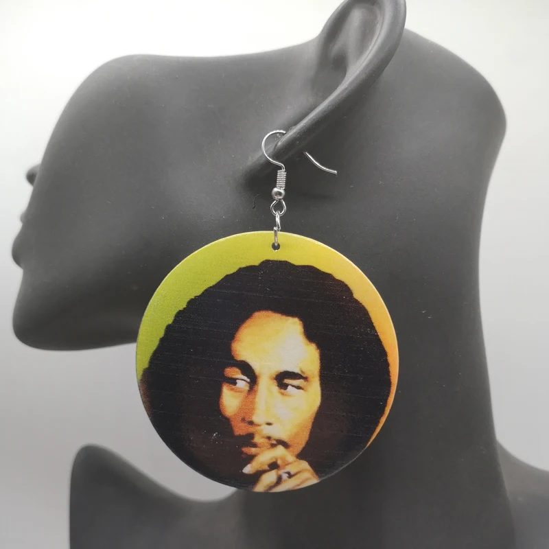 Деревянные серьги Bob Marley Marly|Серьги-подвески| |