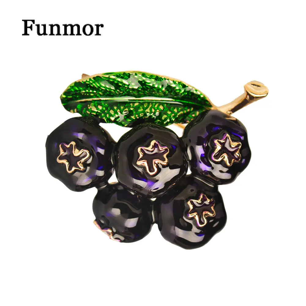 

Funmor Lifelike Enamel Purple Blueberry Brooches Plant Fruit Brooch Corsage Hijab Pins Gift For Women Kid Bag Clothes Bijoux