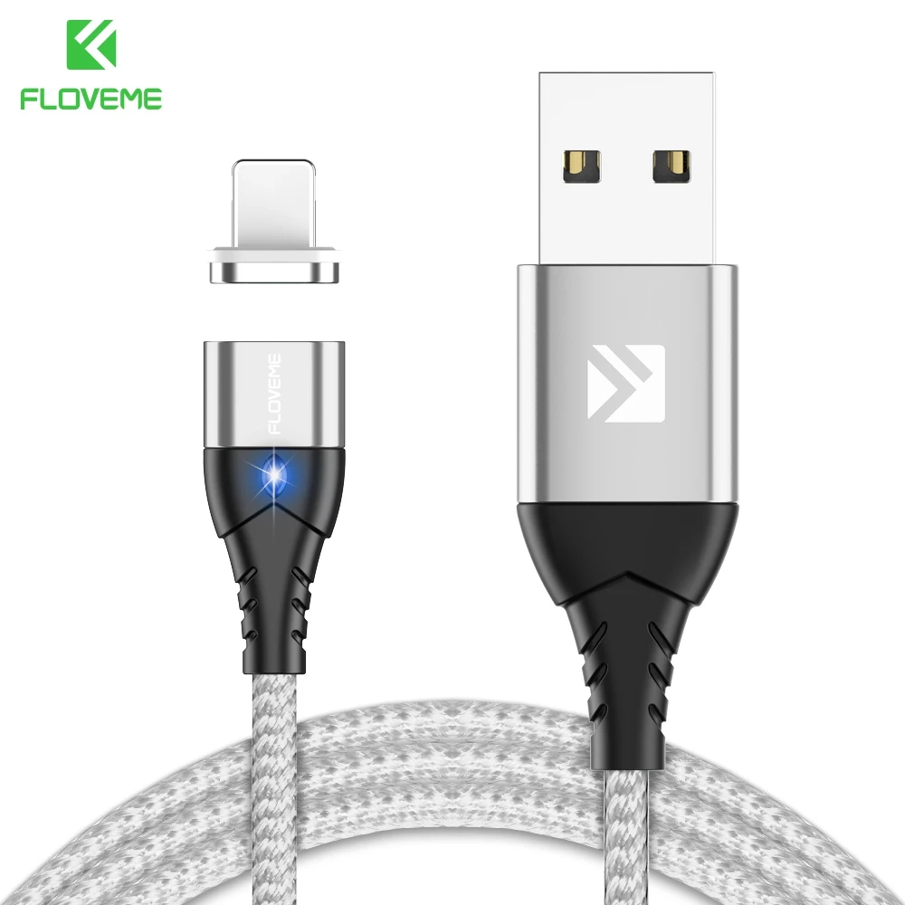 Silver FLOVEME 3A Магнитный USB кабель для iPhone XS MAX XR X 8 7 6 5 кабель с разъемом микро-usb типа C Быстрый Магнит зарядки зарядное устройство Micro USB кабель магнитный кабель - Цвет: Silver